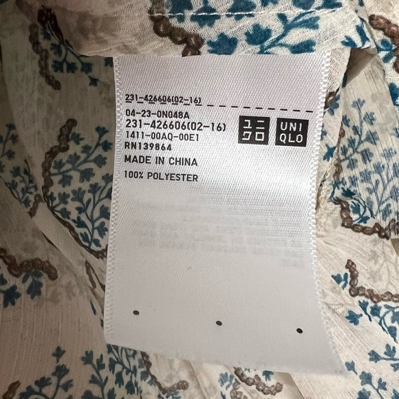 Anna Sui X Uniqlo Chiffon Floral Ruffled Hem Boho Cottagecore Blouse NWOT Sz S - Picture 12 of 12